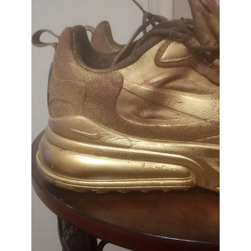 Nike Air Max 270 React CI3866-600 Gym Metallic Gold Spray Paint Mens Size 8.5